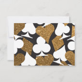 運命のラスベガスの結婚式の応答のフェイクな金ゴールドのグリッター 出欠カード (裏面)