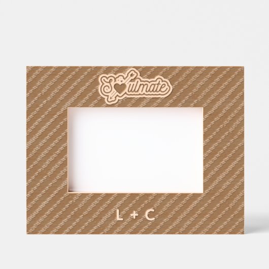 運命の人と刻まれた木のレーザー彫刻写真フレーム レーザー彫刻フレーム (正面)