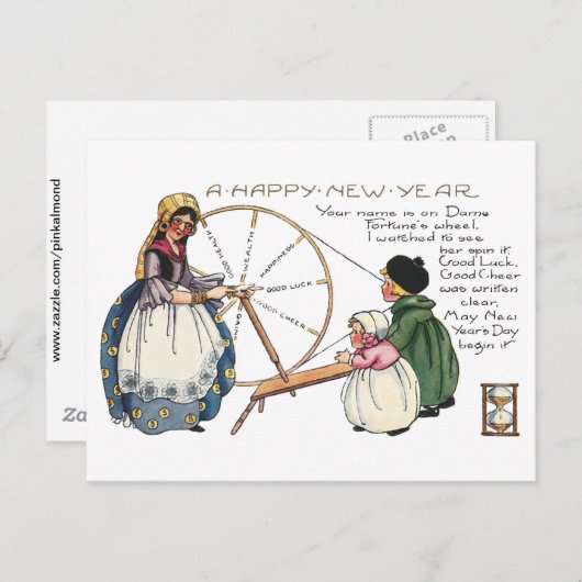 運命の女神と彼女の紡ぎ車 ポストカード (正面/裏面)