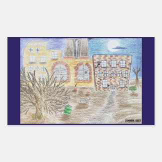 運命の定められた機械の壊れた工場 長方形シール