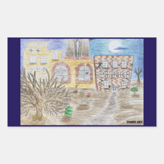 運命の定められた機械の壊れた工場 長方形シール (正面)