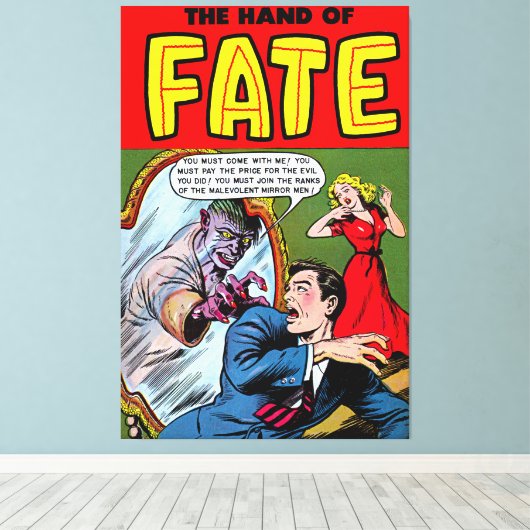 運命の生き物の鏡ヴィンテージ漫画 キャンバスプリント (インサイチュ (ウッドフロア))