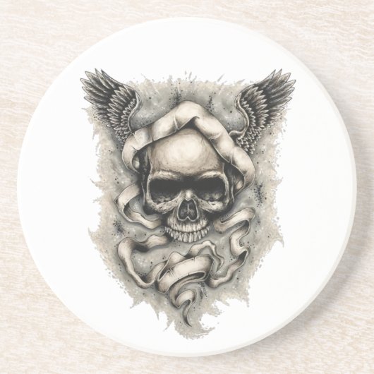 「運命の翼」を持つ砂岩ドリンクコースター コースター (正面)