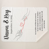 運命の赤い糸、カップルの結婚ギフト、カスタム シェルパブランケット (正面(横))