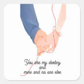 運命の赤い糸 - ソウルメイトの手を繋ぐ愛 スクエアシール (正面)