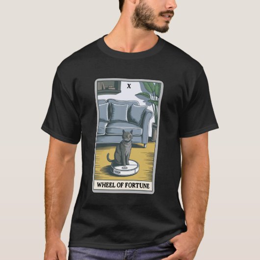 運命の輪 ロボット掃除機 楽しいタロット Tシャツ (正面)