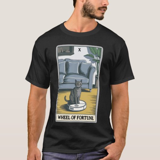 運命の輪 ロボット掃除機 楽しいタロット Tシャツ (正面)