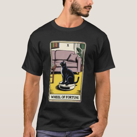 運命の輪 ロボット掃除機 楽しいタロット Tシャツ (正面)