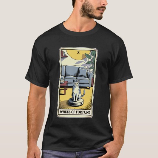 運命の輪 ロボット掃除機 楽しいタロット Tシャツ (正面)