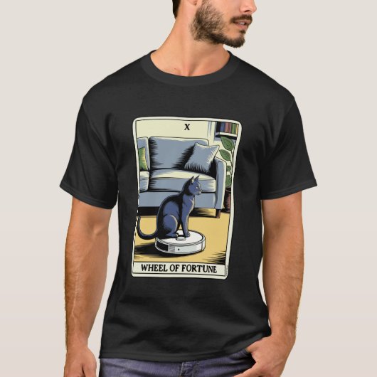 運命の輪 ロボット掃除機 楽しいタロット Tシャツ (正面)