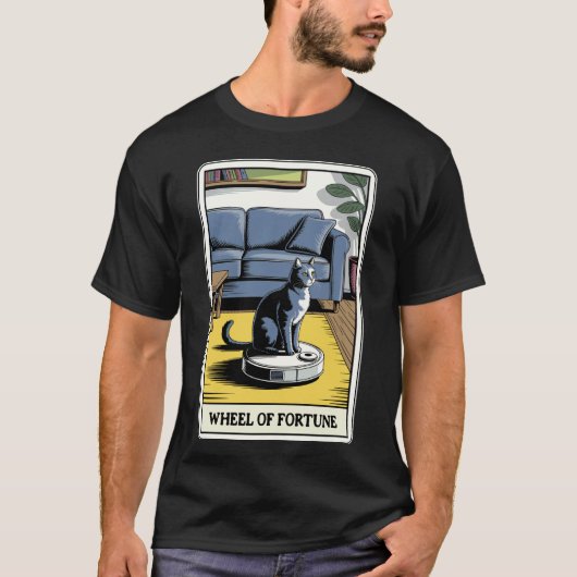 運命の輪 ロボット掃除機 楽しいタロット Tシャツ (正面)