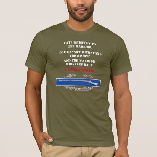 運命は戦士にささやきます、 Tシャツ (正面)
