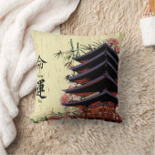 運命漢字日本塔さくらんぼ花 クッション (ブランケット)
