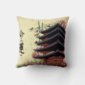 運命漢字日本塔さくらんぼ花 クッション (裏面)