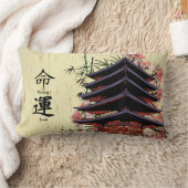 運命漢字日本塔さくらんぼ花 ランバークッション (ブランケット)