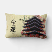 運命漢字日本塔さくらんぼ花 ランバークッション (裏面)