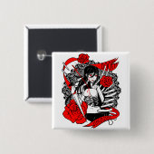 運命! 雑誌の"バラ"の正方形ボタン 缶バッジ (正面&裏面)