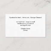 運搬とジャンク除去 名刺 (裏面)