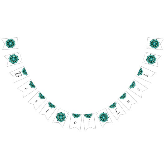 運最高のの。水色の曼荼羅 バンティングフラッグ (全)