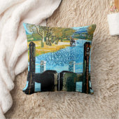 運河とナローボート クッション (ブランケット)