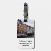 運河とボート|コペンハーゲン ラゲッジタグ (裏面縦)