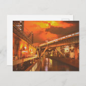 運河と電車がある東京の町並み ポストカード (正面/裏面)