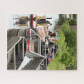 運河に面したナローボート ジグソーパズル (横)