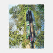 運河の上に係留されたナローボートのフリースブランケット フリースブランケット (正面)