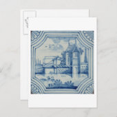 運河の上に跳ね橋を示すデルフトタイル19日 ポストカード (正面/裏面)