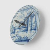 運河の上に跳ね橋を示すデルフトタイル19日 ラウンド壁時計 (傾斜)