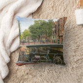 運河の交差およびバイクのアムステルダムの視力 クッション (ブランケット)
