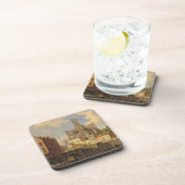 運河の姿の魚釣りとの町の眺め コースター (右側)