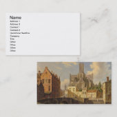 運河の姿の魚釣りとの町の眺め 名刺 (正面/裏面)