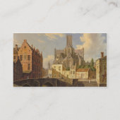 運河の姿の魚釣りとの町の眺め 名刺 (裏面)