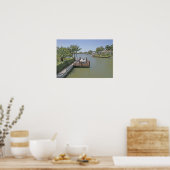 運河の家と波止場マルコアイランドフロリダ ポスター (キッチン)