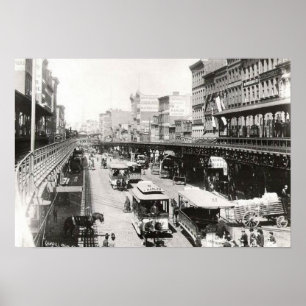 運河の通りのニューヨークシティ1895年のポスターでBowery ポスター
