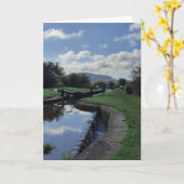 運河をテーマにしたカード。あなた空白の自身のメッセージのために カード (黄色い花)