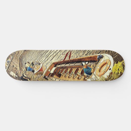 運河セールボートの経路の風景。抽象芸術アートおもしろい スケートボード (横)