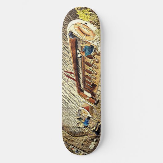 運河セールボートの経路の風景。抽象芸術アートおもしろい スケートボード (正面)