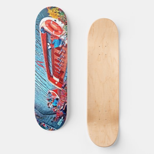 運河セールボートまだ水の風景絵画の芸術 スケートボード (正面)