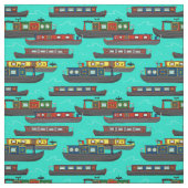 運河ナローボートとはしけパターン ファブリック (見本)