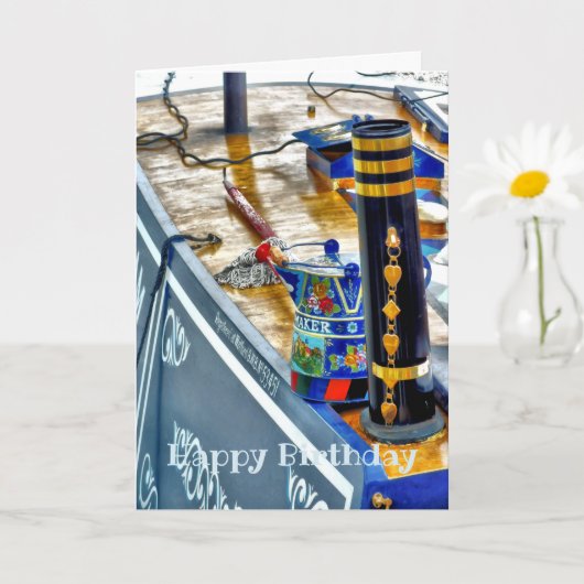 運河ナローボート カード (小さな植物)