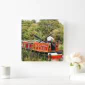 運河ナローボート スクエア壁時計 (ホーム)