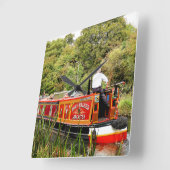 運河ナローボート スクエア壁時計 (傾斜)