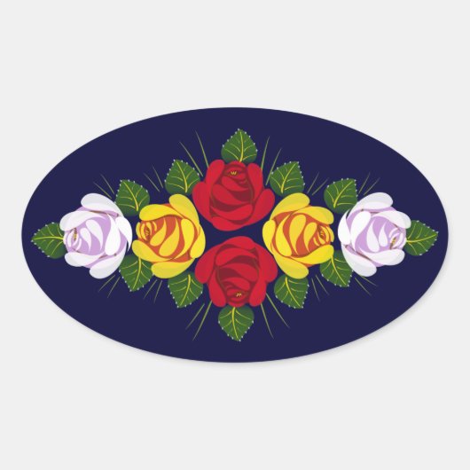 運河バラ 楕円形シール (正面)