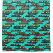 運河ボートと川の船のバージェスフロティーヤ シャワーカーテン (正面)