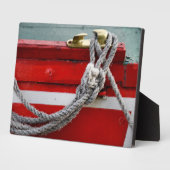 運河ボートの真鍮クリートの古い弓ロープ フォトプラーク (側面)