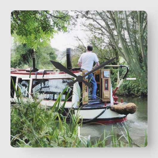 運河ボート スクエア壁時計 (正面)