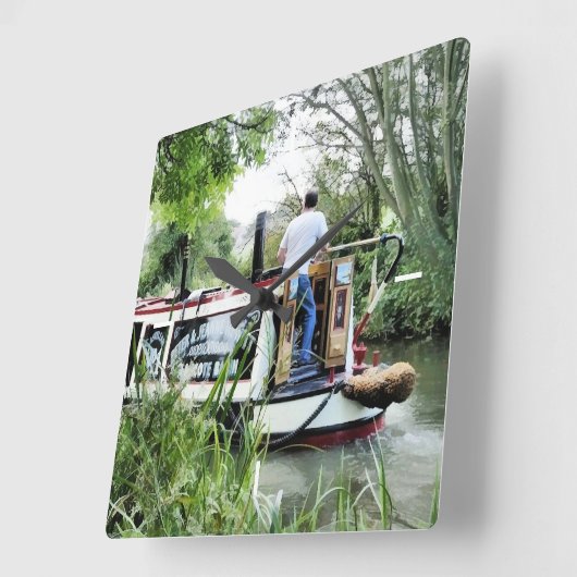 運河ボート スクエア壁時計 (傾斜)