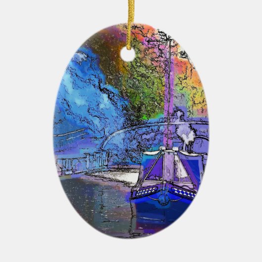 運河ボート セラミックオーナメント (正面)